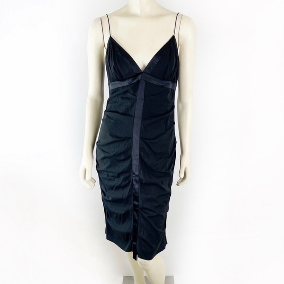 Nicole Miller Silk Black Midi Dress size 10 - Picture 1 of 7